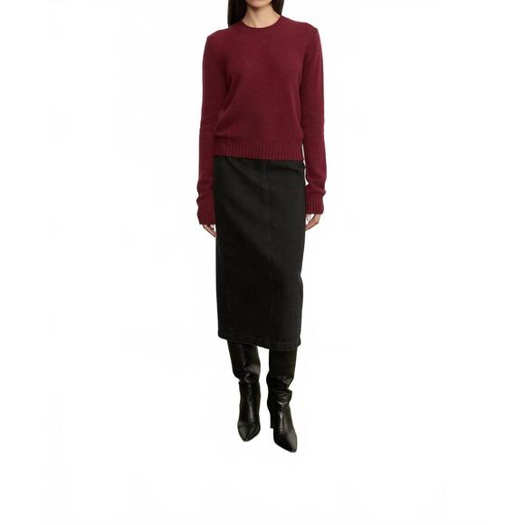 NEW ENZA COSTA cashmere easy long sleeve crew top in barolo